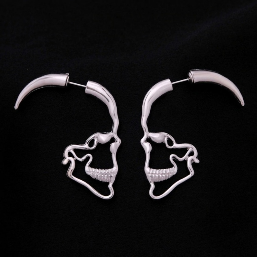 Pair of Skull Profile Earrings - Picture 3 of 5